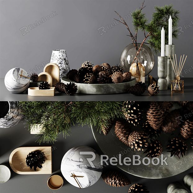 Modern Ornaments Combination Vase Candlestick Lamp Pine Cone Ornaments model