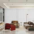 Modern Italian Home Living Room Light Luxury Italian Living Room Sofa Coffee Table Combination Advanced Grey Living Room Open Study Light Luxury Horizontal Hall Living Room 3d model