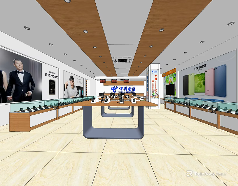 Digital Store Interior Featuring Smartphone Tablet Displays And Glass Showcases 3d model