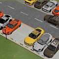 Colorful Cars Neatly Parked In Organized Parking Lot With Various Models