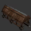 Ancient Wooden Siege Tower Vehicle With Historical Military Structure And Wheels