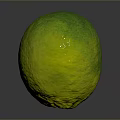 Fresh Green Yellow Pomelo With Textured Skin And Red Stem On Dark Background