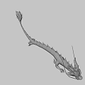 Blue and White Mythical Dragon with Scaled Body Blue Horns and Tail