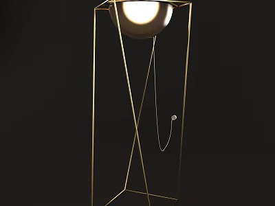 Modern Geometric Floor Lamp With Gold Metal Frame And Spherical Light Shade 3d model