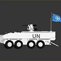UN Armored Military Vehicle With Machine Gun Blue Flag And Six Wheels Structure