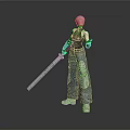 3D Futuristic Mechanical Character With Sword Helmet Mechanical Leg And Standing Pose