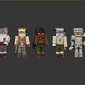 Pixel Art Minecraft Characters With Diverse Outfits Weapons And Standing Poses