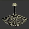 Intricate Golden Mesh Metal Sculpture Handcrafted with Decorative Wire Ends and Artistic Design