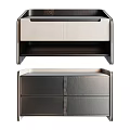 Modern Leather Bedside Nightstand With Two Drawers And Minimalist Wooden Design