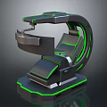 Futuristic Modern Chair Featuring Sleek Black Body Green Accent Lines And Sturdy Base