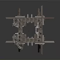 Complex Structural Model With Interconnected Frames Support Beams And Geometric Shapes