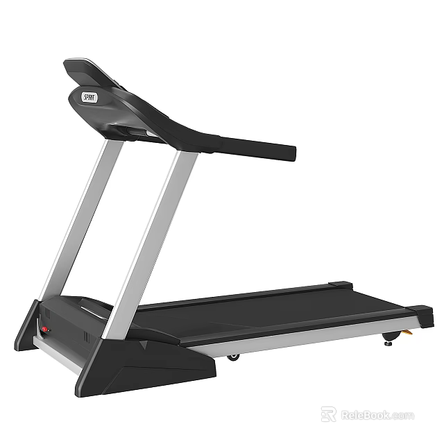Modern Home Treadmill Fitness Equipment With Black Silver Frame And Digital Display Panel 3d model 