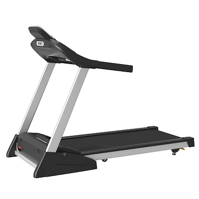 Modern Home Treadmill Fitness Equipment With Black Silver Frame And Digital Display Panel 3d model