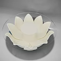 Elegant Lotus Shaped Coffee Table With White Petal Design Glass Top And Gold Base