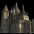 Ancient Gothic Building Featuring Stone Spires Arched Windows And Tall Towers 3d model