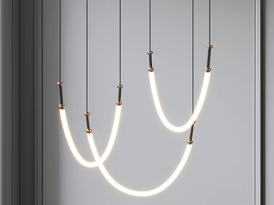 Modern Curved LED Chandelier Design For Contemporary Room Interior Space 3d model