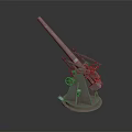 Antique Cannon With Long Barrel Mechanical Structure And Metal Base Design