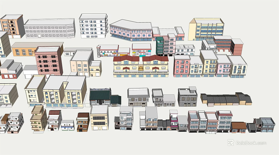 Diverse Colorful Urban Building Collection With Various Architectural Styles And Designs 3d model 