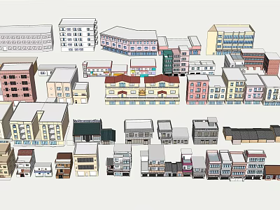 Diverse Colorful Urban Building Collection With Various Architectural Styles And Designs 3d model