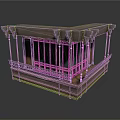 Detailed Traditional Wooden Balcony Structure With Carved Roof Columns And Railings