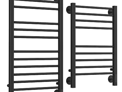Modern Black Bathroom Towel Rack Wall Mounted With Multiple Bars Design 3d model