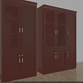 Office Brown Wooden File Cabinets With Upper Glass Doors And Lower Cabinet Doors