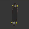 Stylish Longboard Skateboard With Black Deck Red Edge And Yellow Wheels