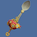 Steampunk Style Tableware Set with Red Teapot Gear Decorations and Spoon