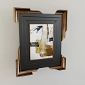 Elegant Black Photo Frame With Gold Accents And Abstract Artwork In White Black Gold Tones