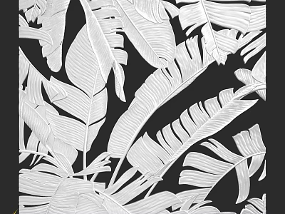 Leaf Components With Black And White Pattern Design For Decorative Art 3d model