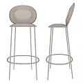 Three Stylish Bar Stools With Round Velvet Backrests And Gold Metal Frames