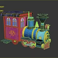 Colorful Toy Train With Pink Carriage Blue Engine Windows And Chimney