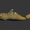 Bee Fish Hybrid Creature Sculpture Featuring Yellow Body Blue Stripes White Wings And Fish Tail