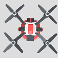 Multi Rotor Transport Aircraft With Red And Gray Package Box Design