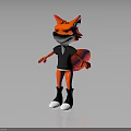 Red Fox Character in Black Outfit With White Soled Boots 3D Model Pose