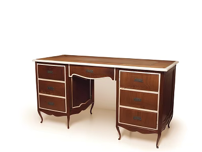 Elegant Wooden Storage Cabinet With Multiple Drawers And Curved Legs Design 3d model