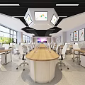 Modern Classroom Simple Minimalist Log Classroom Internet Cafe 3d model