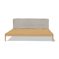Modern Double Bed With Wooden Frame And Gray Upholstered Headboard 3d model