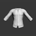 White Minimalist Shirt With Stand Up Collar Rolled Up Cuffs And Front Pocket Design