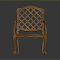 Elegant Classical Wooden Armchair Featuring Intricate Carved Lattice Design On Back And Legs