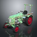 Vintage Green Tractor With Red Wheels Classic Design Metal Body And Antique Look