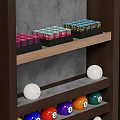 Entryway Console Cabinet with Hanging Billiard Cues Storage Triangle Decor and Balls Organizer