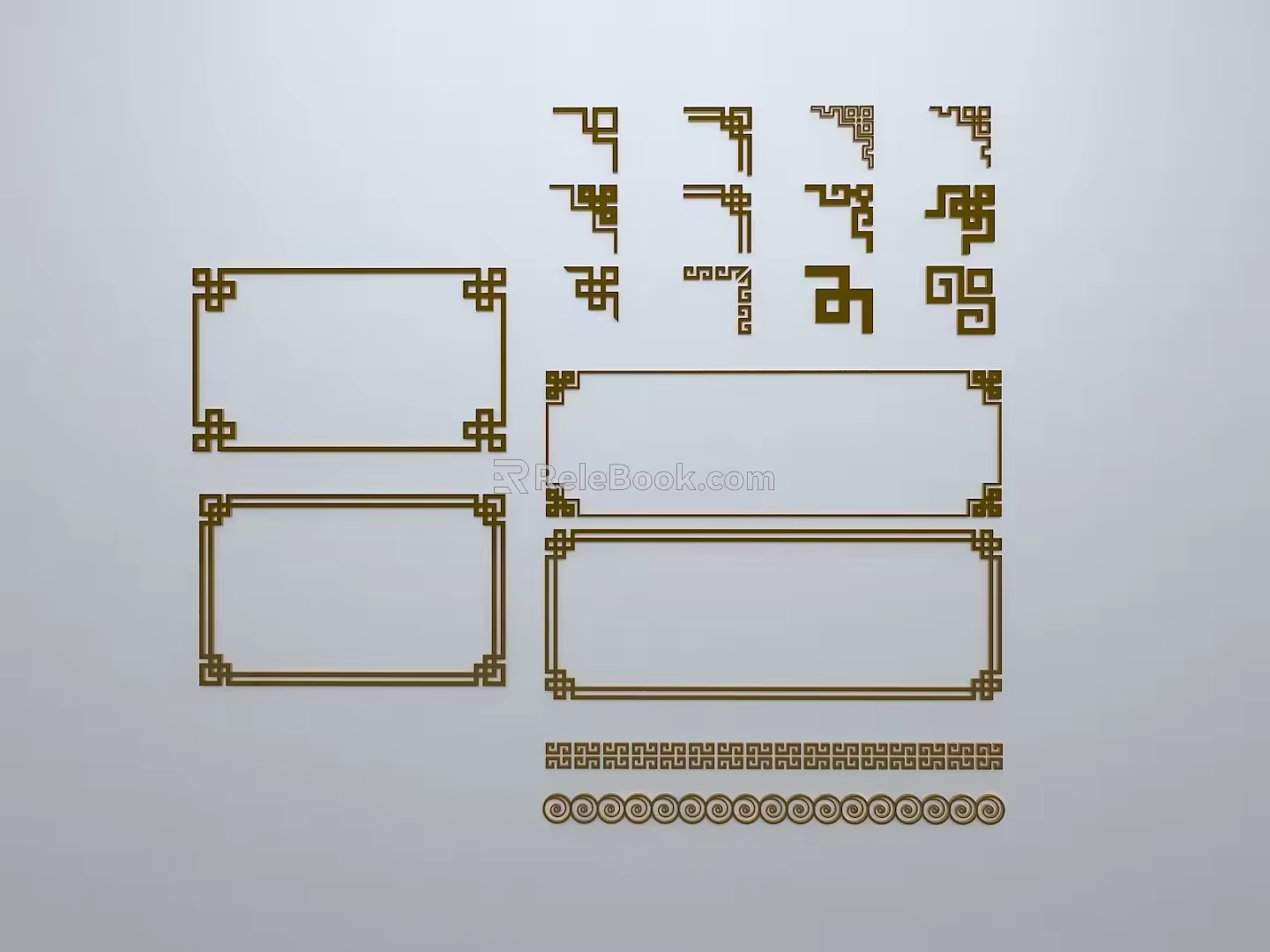 Chinese-style window grilles line silhouette pane window sill border engraved window edge strip construction 3d model