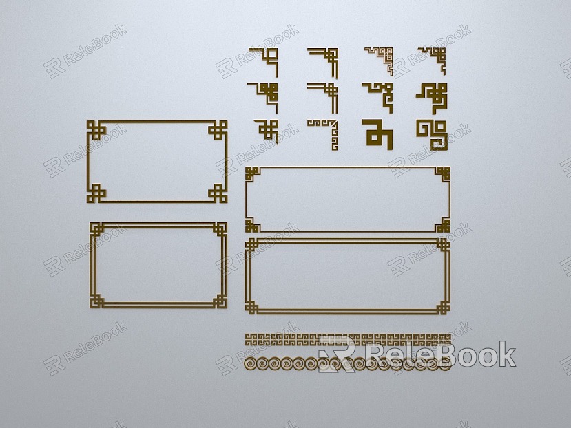 Chinese-style window grilles line silhouette pane window sill border engraved window edge strip construction model