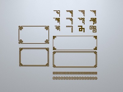 Chinese-style window grilles line silhouette pane window sill border engraved window edge strip construction 3d model