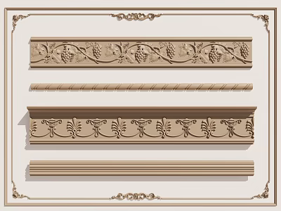 European style plaster line plaster line top corner carved line 3d model