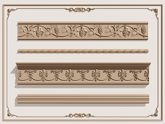 European style plaster line plaster line top corner carved line 3d model