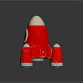Red and Silver Rocket Model with Circular Window Thrusters for Space Exploration 3d model