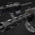 Tactical Heavy Machine Gun With Ammunition Belt Metal Barrel And Bipod Design