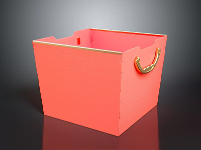 Functional Pink Square Storage Box With Gold Handle And Decorative Trim For Home Organization 3d model